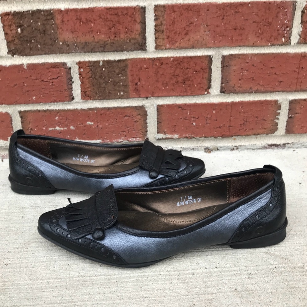 Born Black Leather Ballet Flats 7/38 M/W W7278